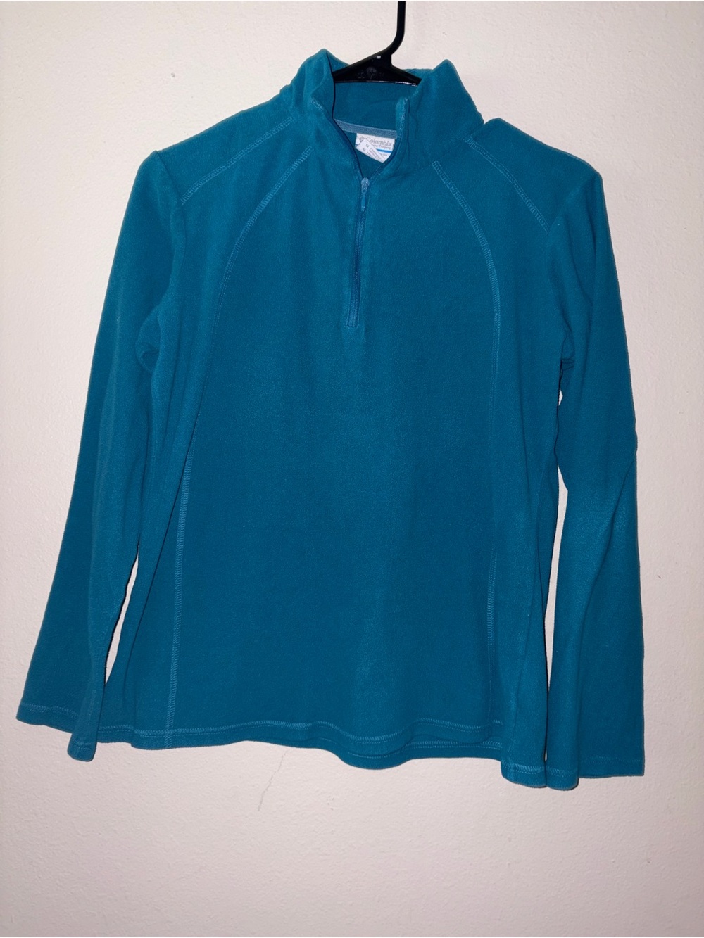 Columbia Teal Quarter-Zip V-Neck Fleece Pullover